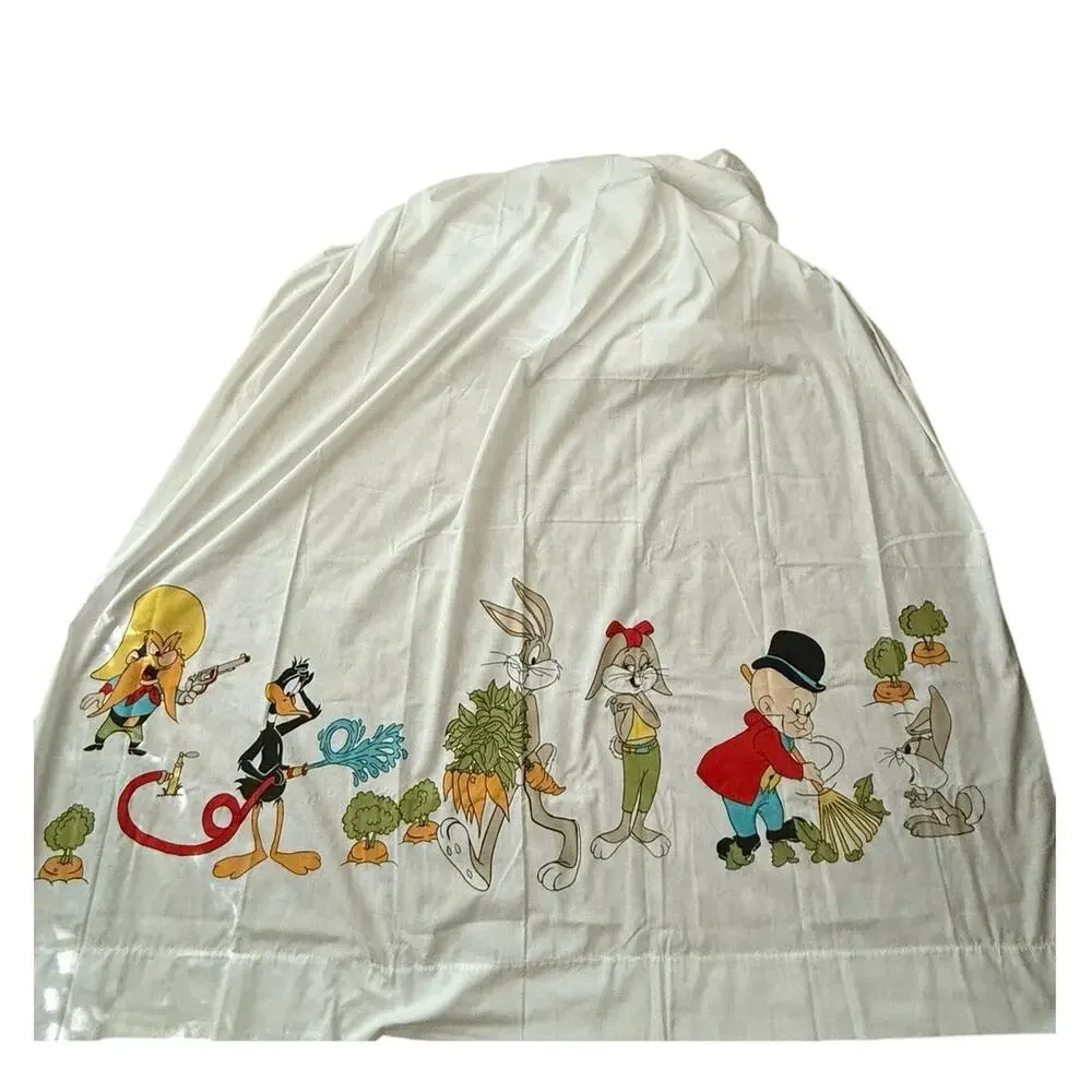Looney Toons Vintage Burlington‎ House Gold Star White Bed Sheets Size 63 x 104